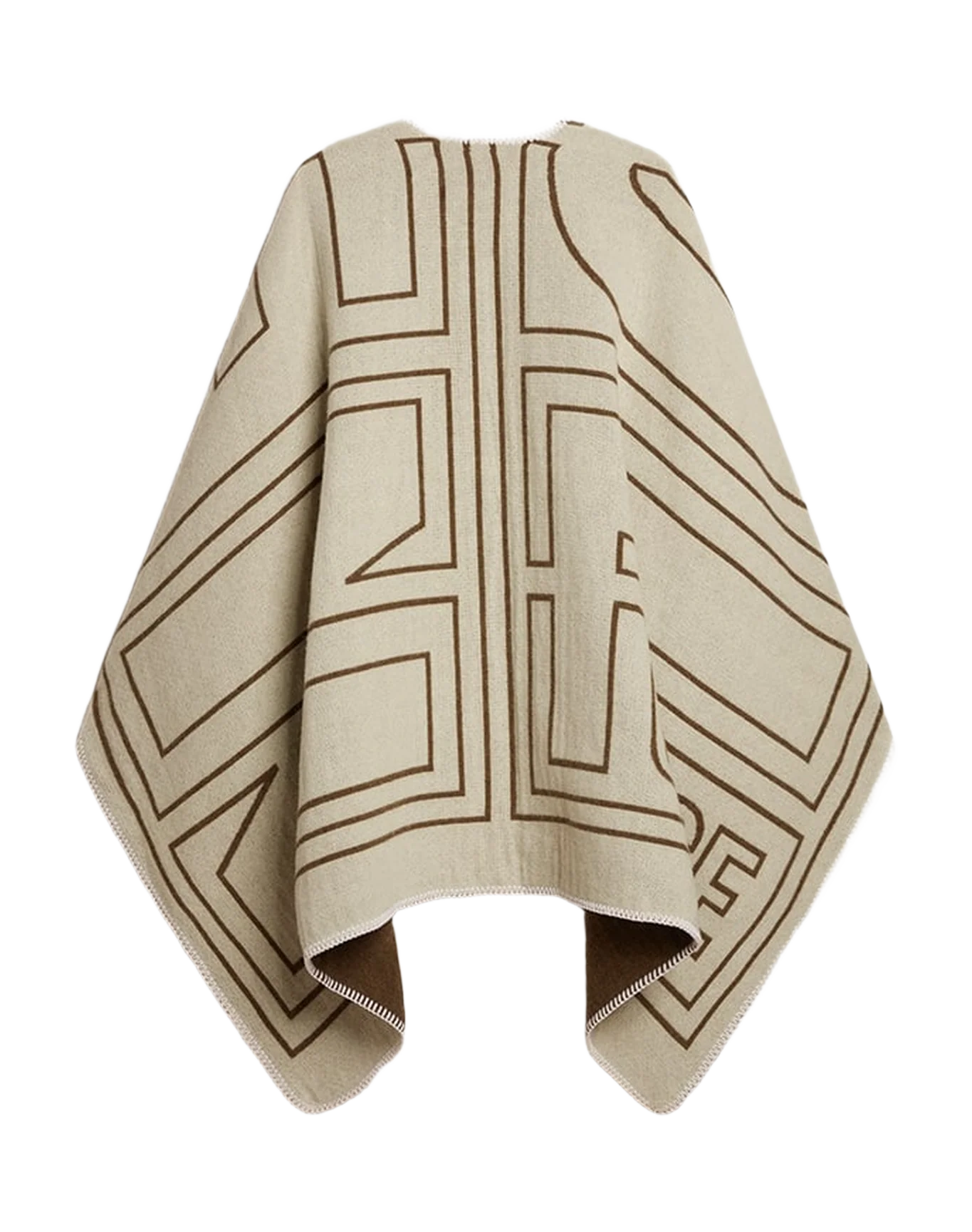 Unisex | Double-Sided Cape Military-Green Wool Blend | Army Green x Off White - Image 6