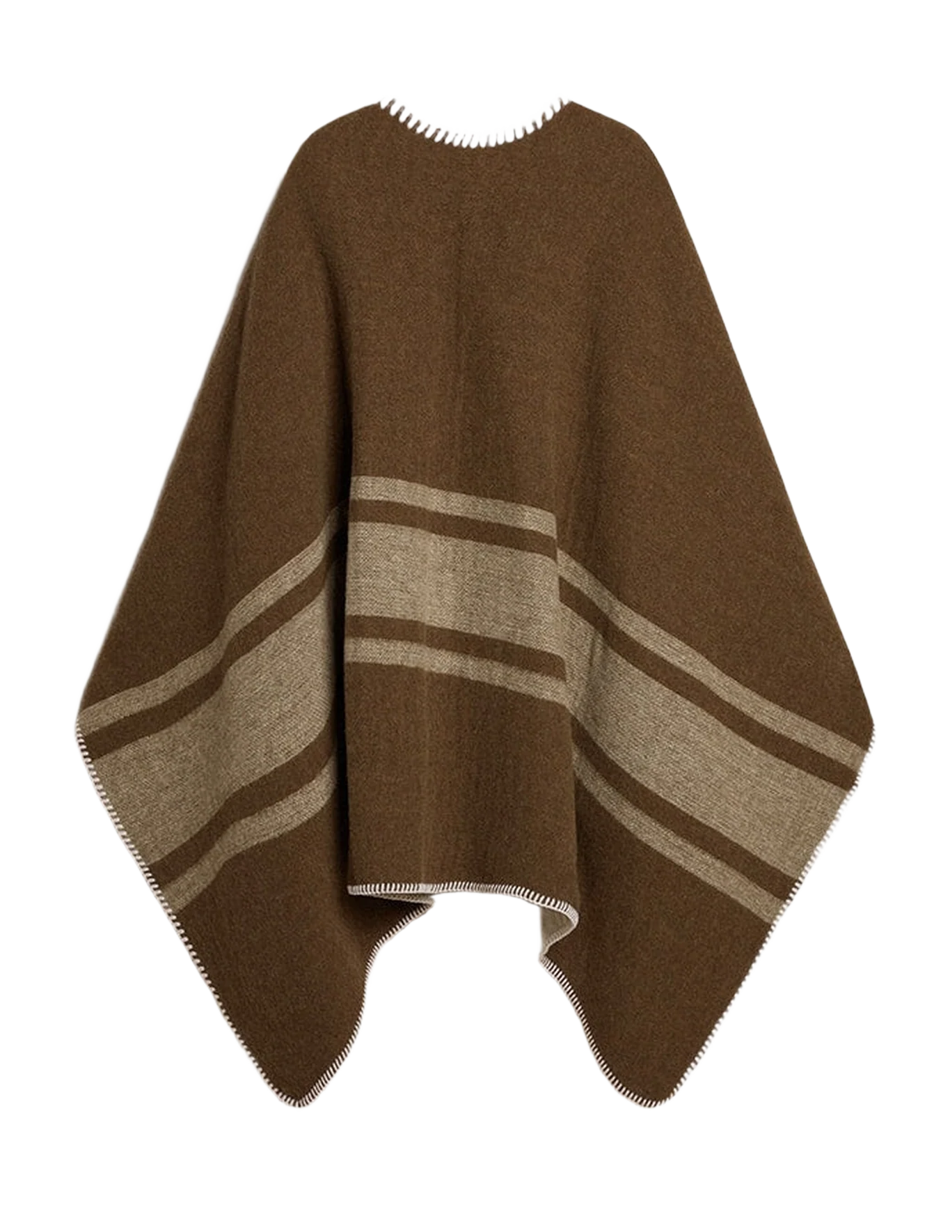 Unisex | Double-Sided Cape Military-Green Wool Blend | Army Green x Off White - Image 9