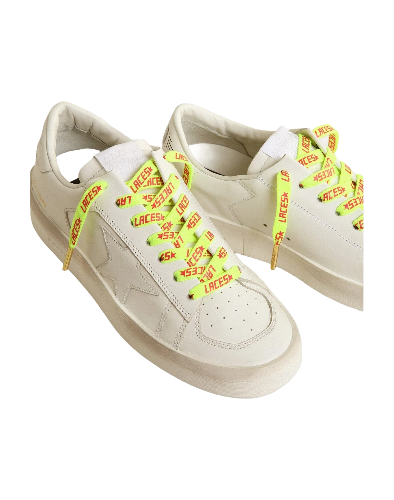 Unisex | Fluorescent Yellow Laces with Contrasting Orange "Laces" Lettering | Fluo Yellow x Orange x Gold