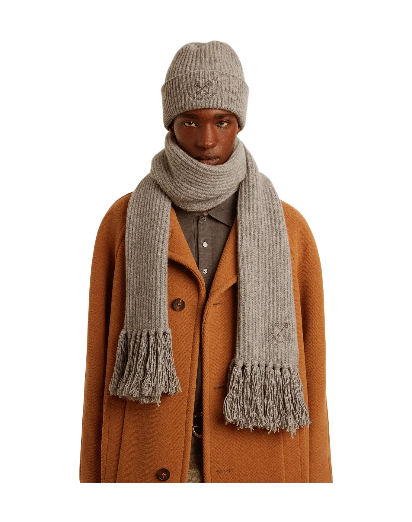 Unisex | Gray Ribbed Wool Beanie | Grey Melange - Image 2