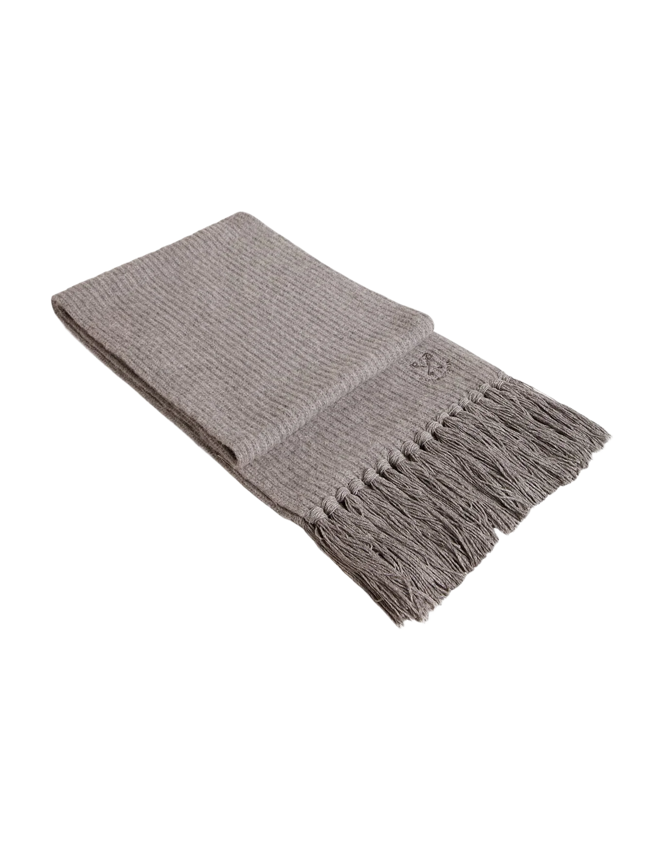 Unisex | Gray Ribbed Wool Scarf | Grey Melange - Image 2
