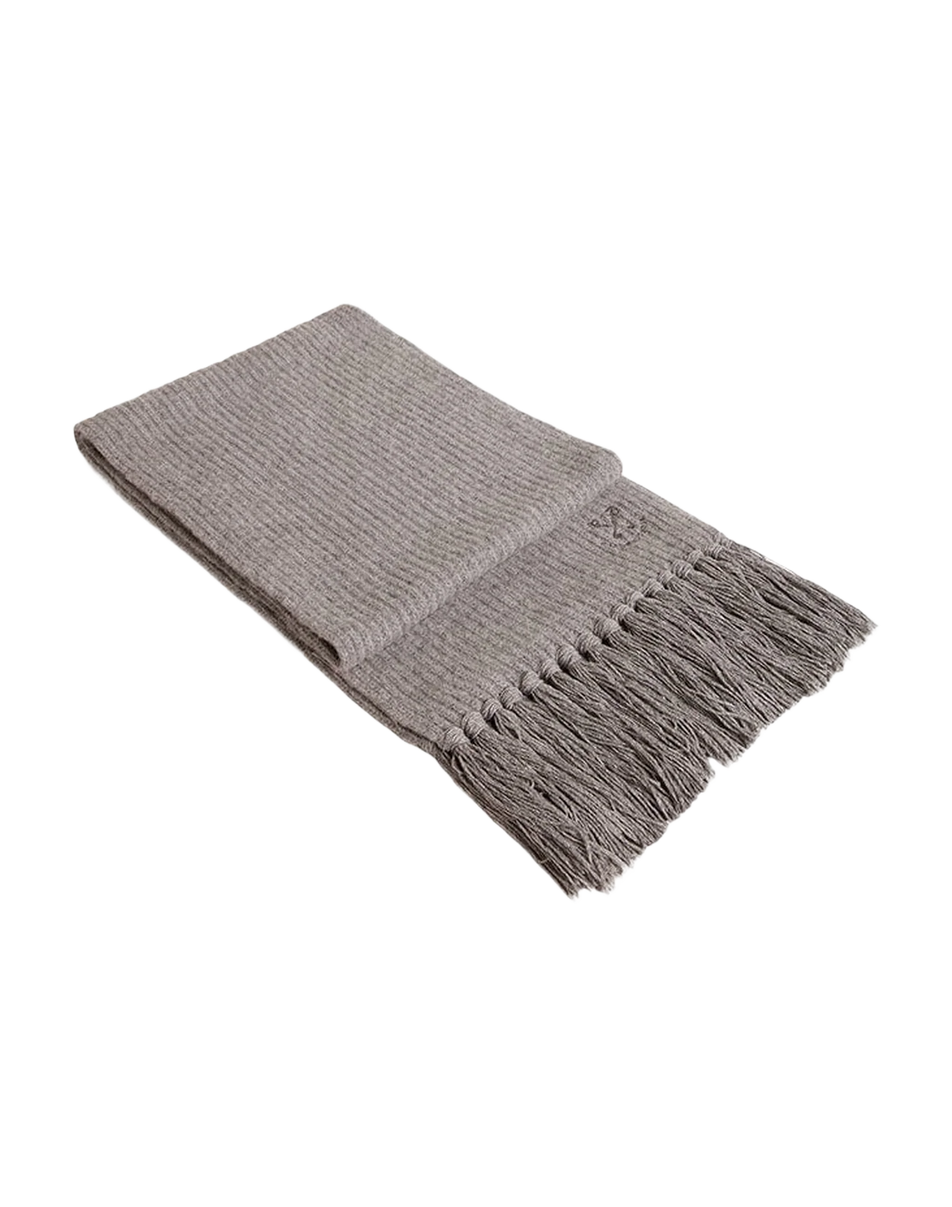 Unisex | Gray Ribbed Wool Scarf | Grey Melange - Image 7