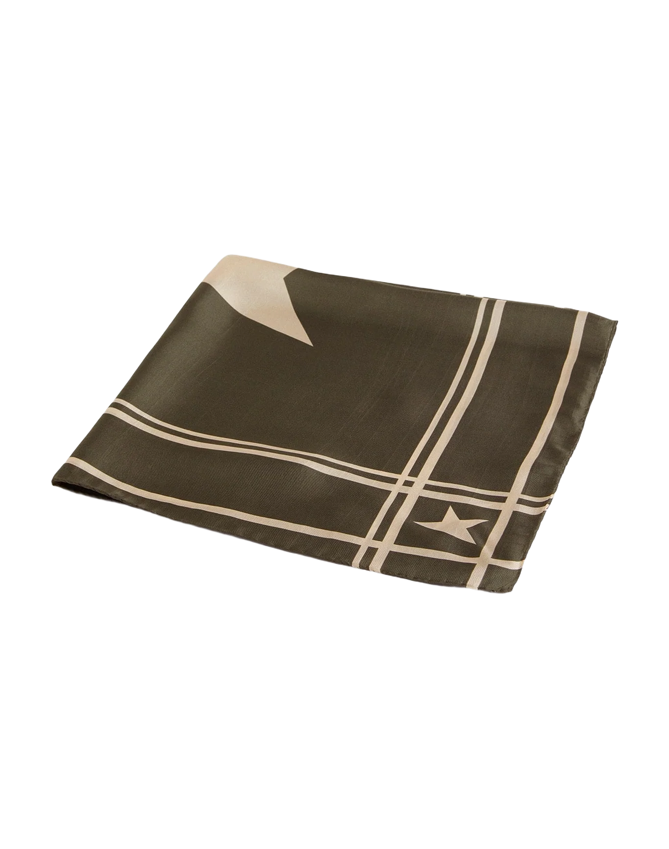 Unisex | Moss Green Scarf with Contrasting White Stripes & Stars | Moss Green - Image 5