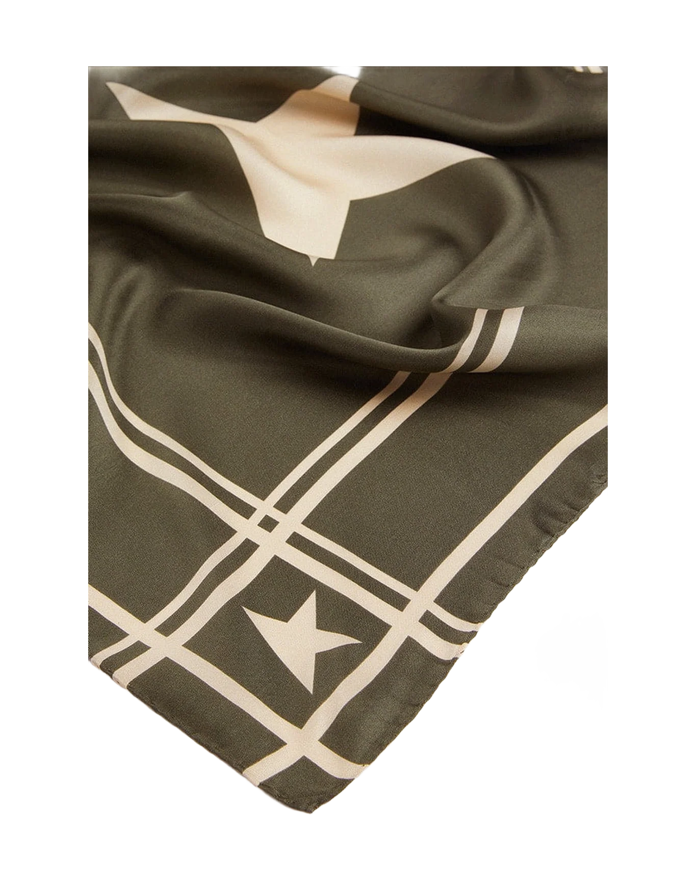Unisex | Moss Green Scarf with Contrasting White Stripes & Stars | Moss Green - Image 6