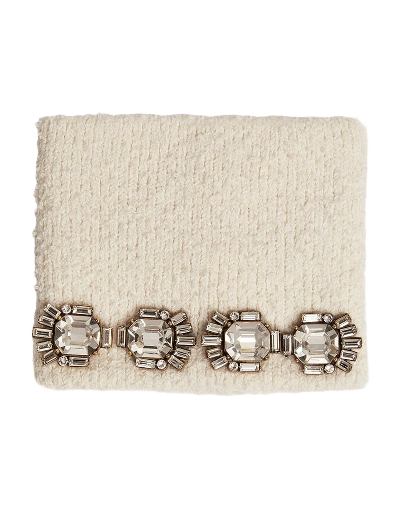 Unisex | White Cuff with Baguette-Shaped Crystals | Vintage White x Antique Gold - Image 4