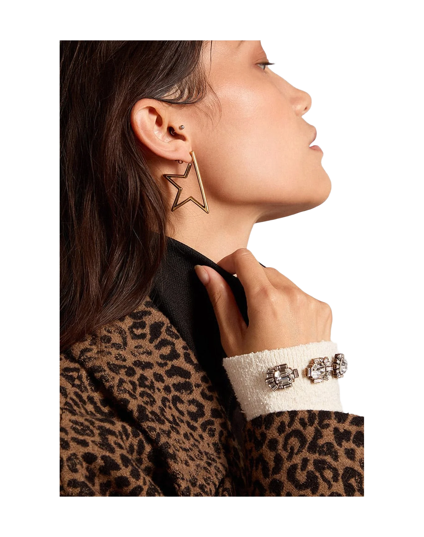 Unisex | White Cuff with Baguette-Shaped Crystals | Vintage White x Antique Gold - Image 7