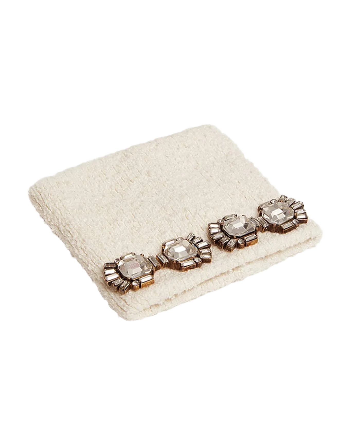 Unisex | White Cuff with Baguette-Shaped Crystals | Vintage White x Antique Gold - Image 8