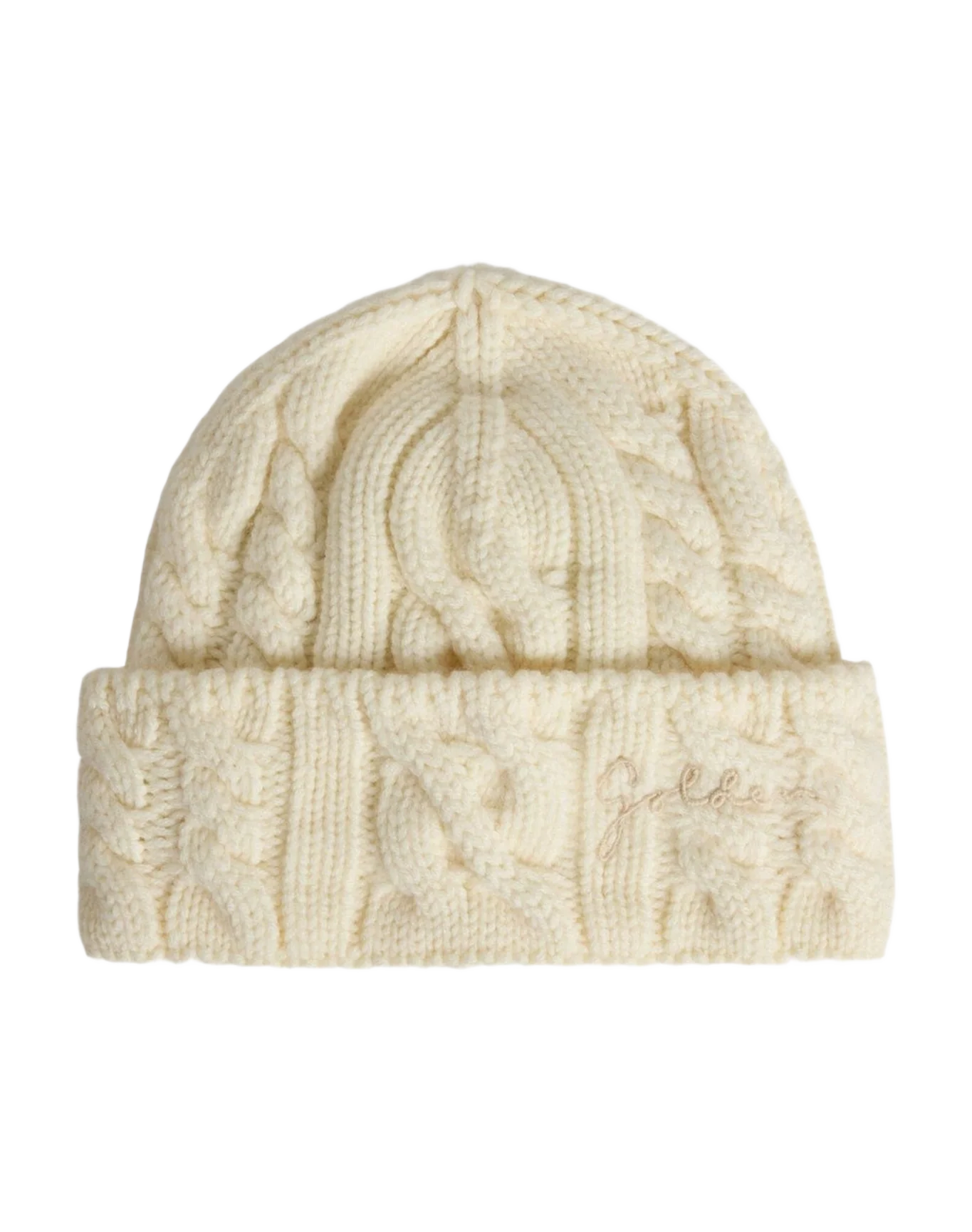 Unisex | White Wool Beanie with Embroidery | Artic Wolf