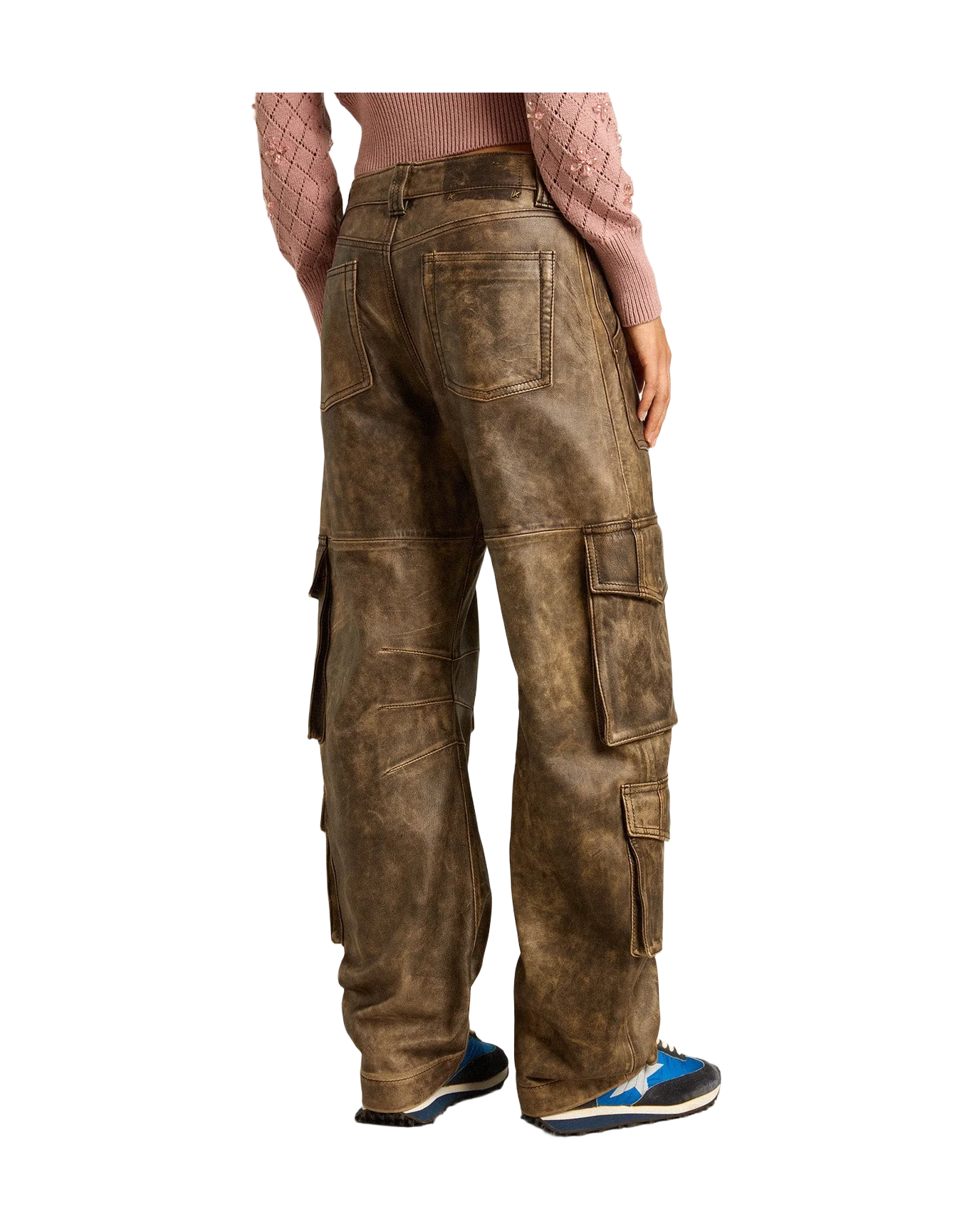 Women | Aged Brown Nappa Leather Cargo Pants | Vintage Brown - Image 4