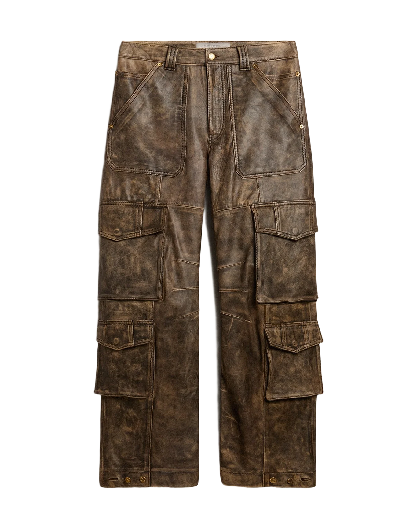 Women | Aged Brown Nappa Leather Cargo Pants | Vintage Brown - Image 5