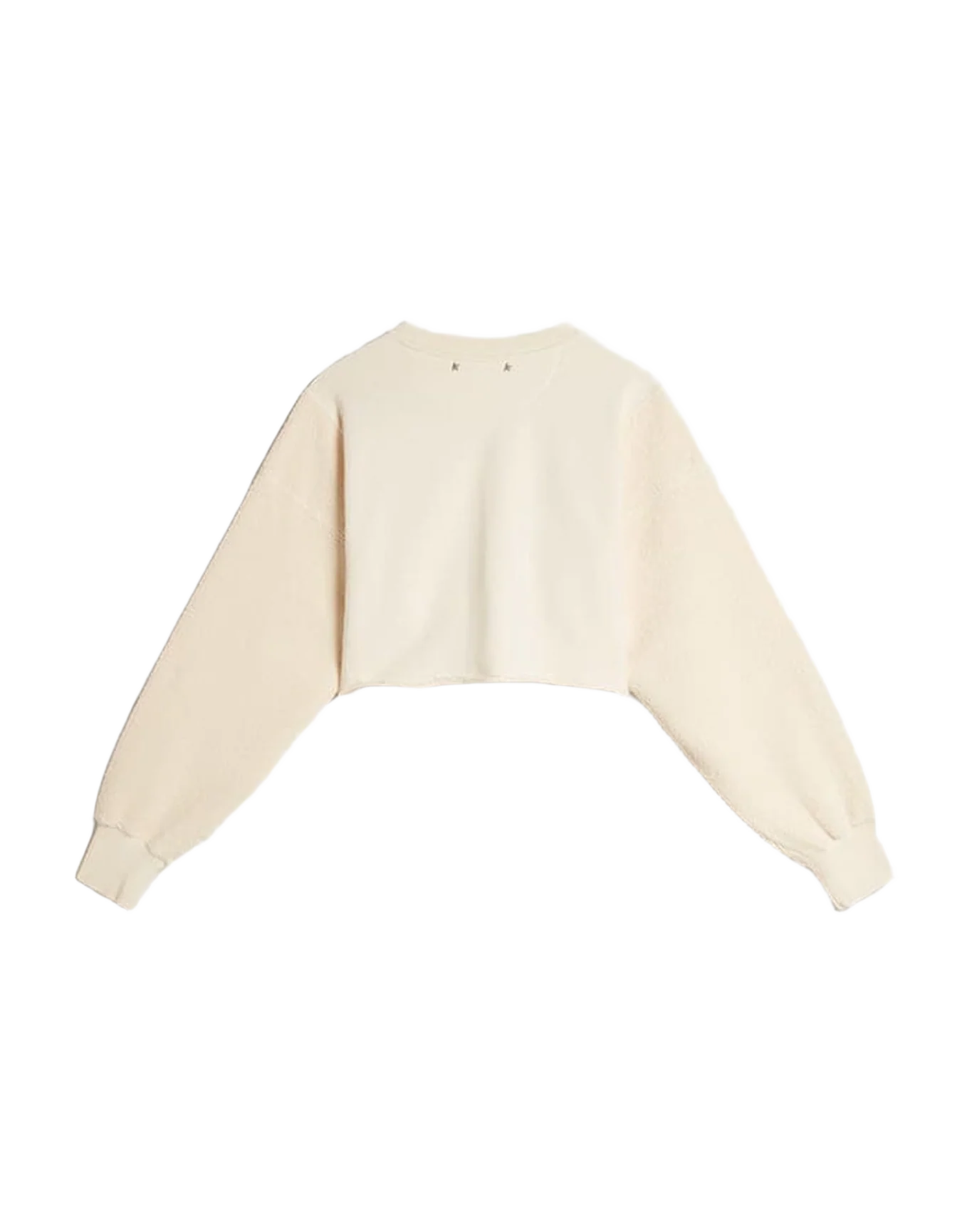 Women | Aged White Cotton Cropped Sweatshirt | Heritage White x Blue