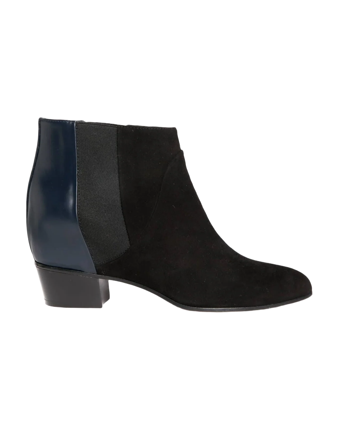 Women | Ankle Boots Black Suede & Dark Blue Leather