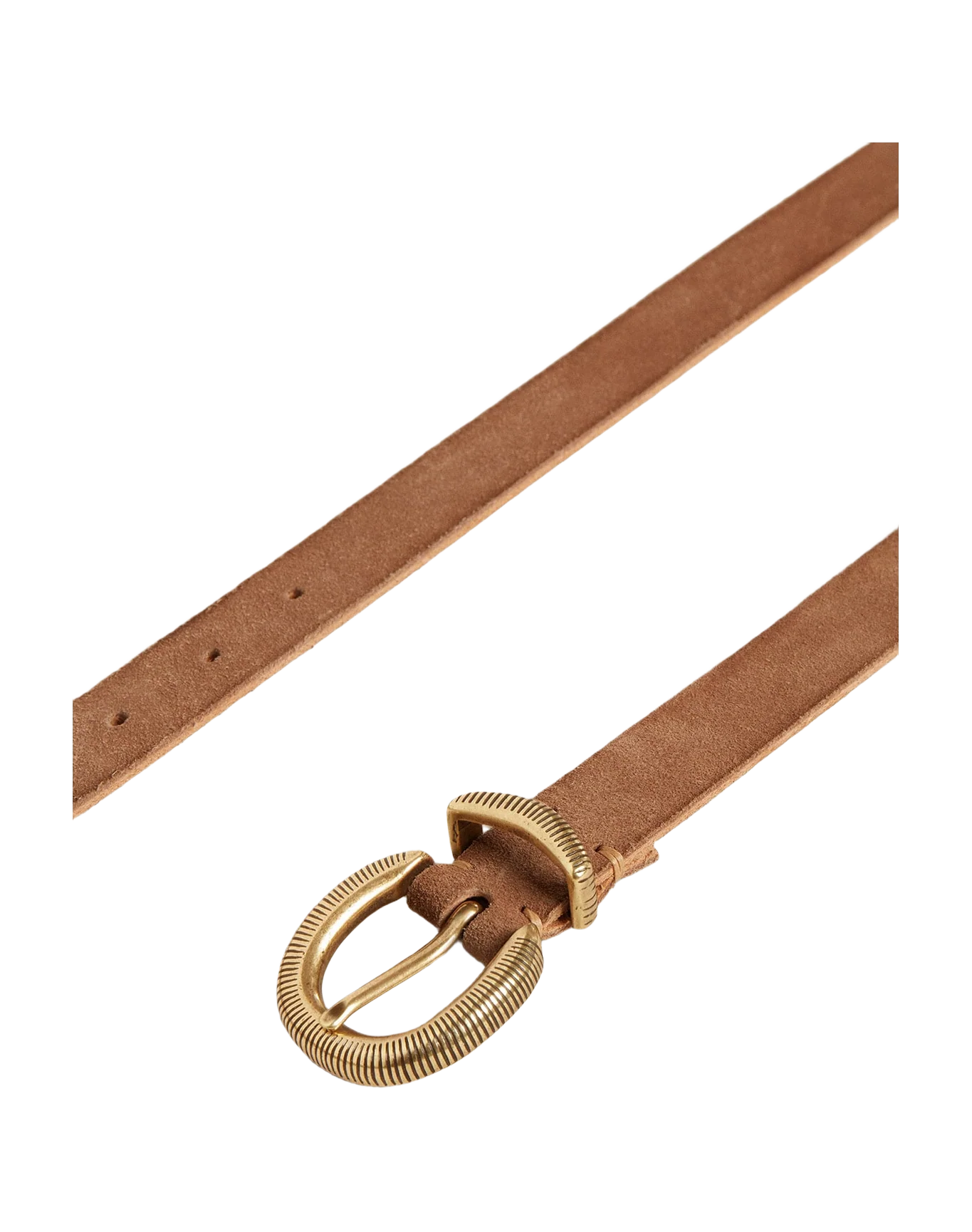 Women | Ash-Colored Nubuck Leather Belt with Gold Buckle | Ash - Image 2