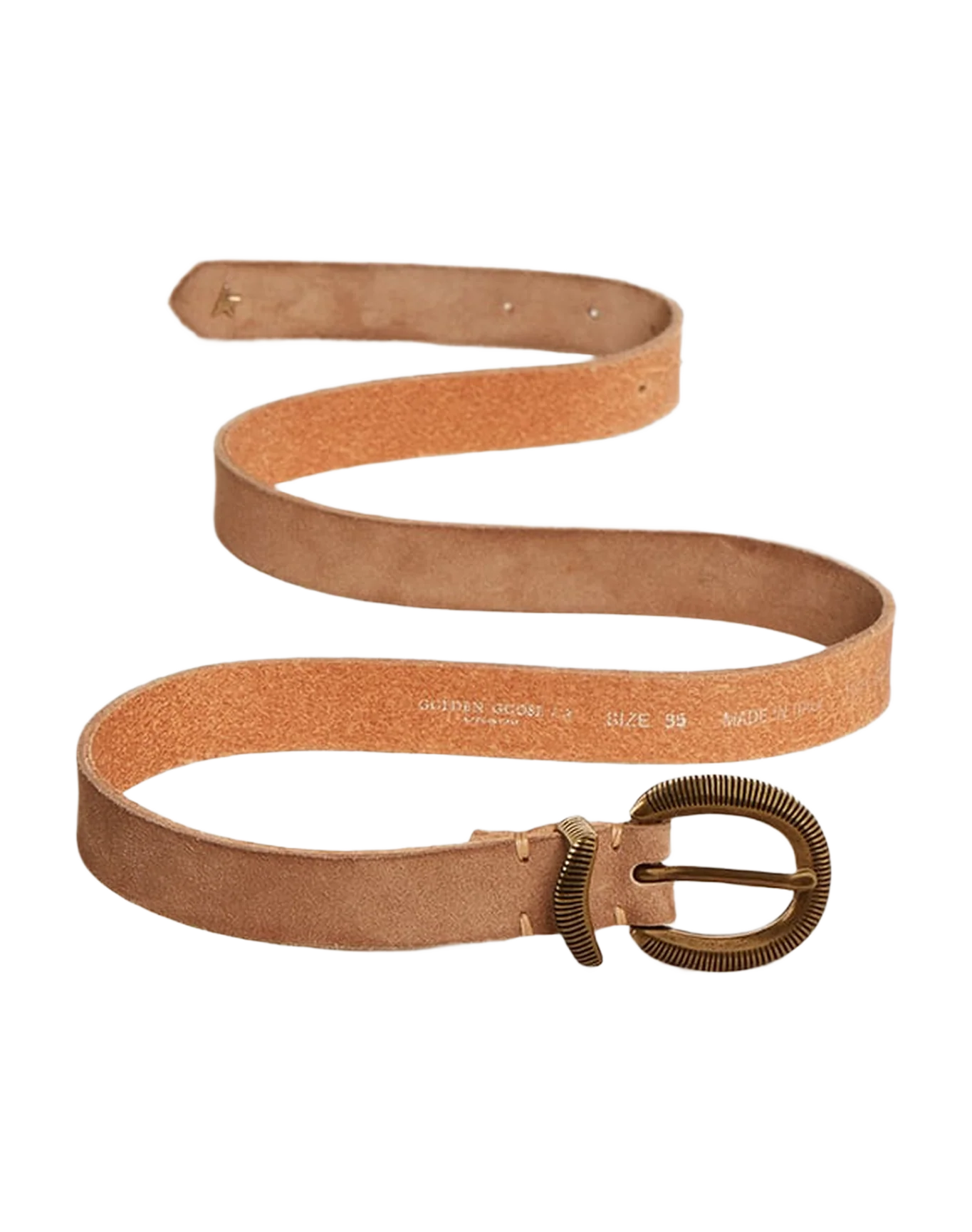 Women | Ash-Colored Nubuck Leather Belt with Gold Buckle | Ash - Image 9