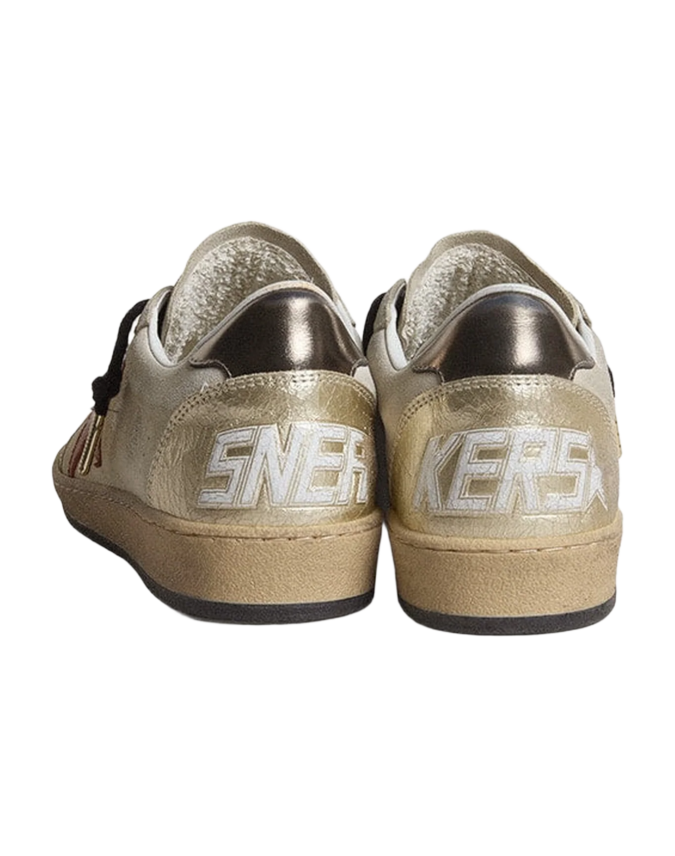 Women | Ball Star Beige Suede with Red Leather Star & Metallic Bronze Foiled Leather Heel Tab | Beige x Platinum x Orange x Gun Metal - Image 4