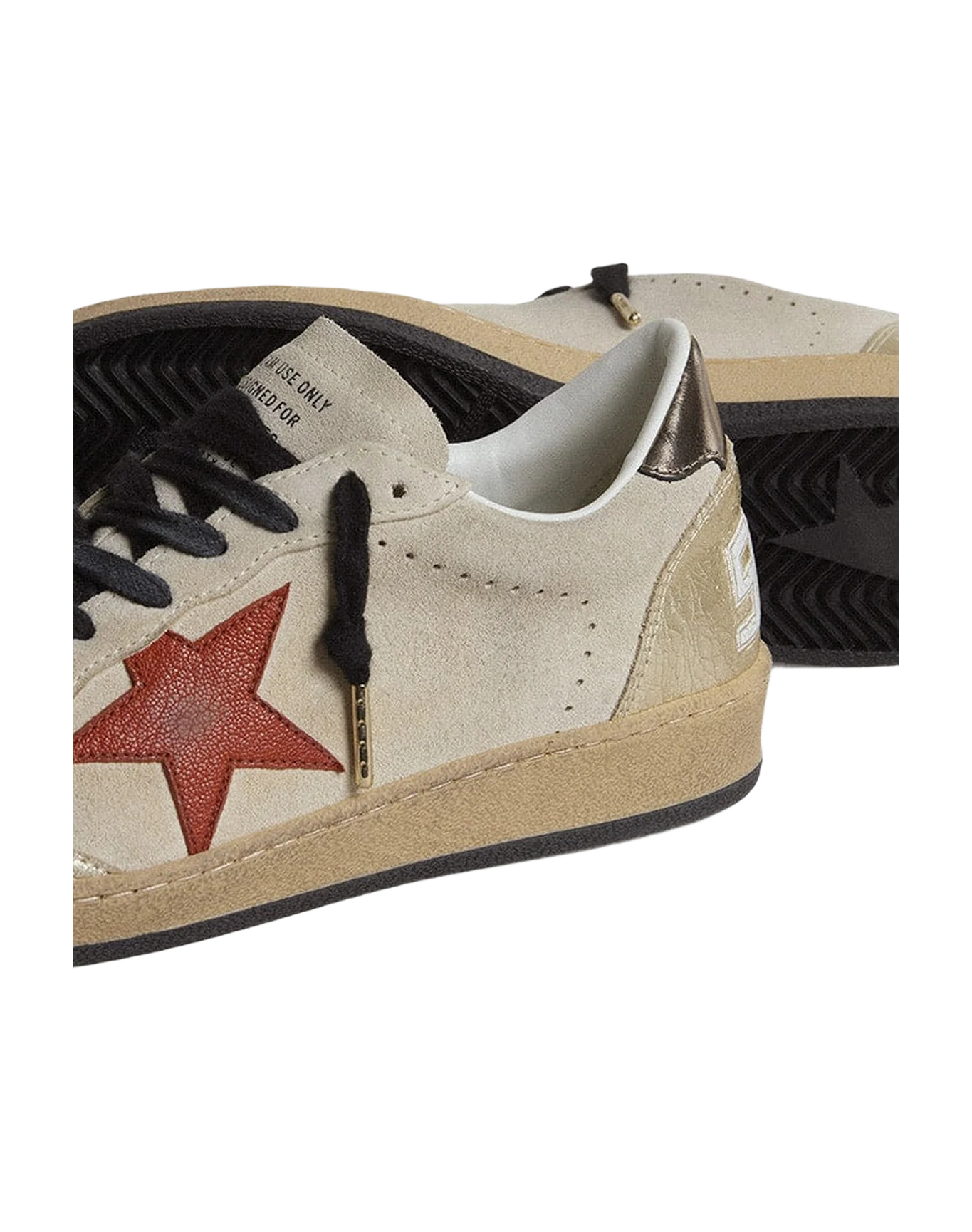Women | Ball Star Beige Suede with Red Leather Star & Metallic Bronze Foiled Leather Heel Tab | Beige x Platinum x Orange x Gun Metal - Image 5