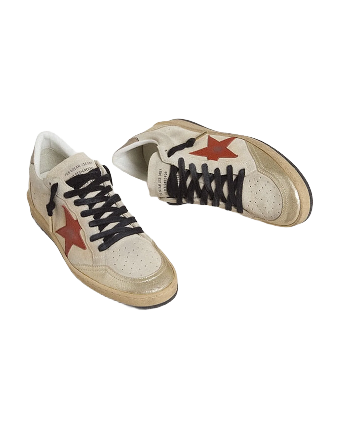 Women | Ball Star Beige Suede with Red Leather Star & Metallic Bronze Foiled Leather Heel Tab | Beige x Platinum x Orange x Gun Metal - Image 6