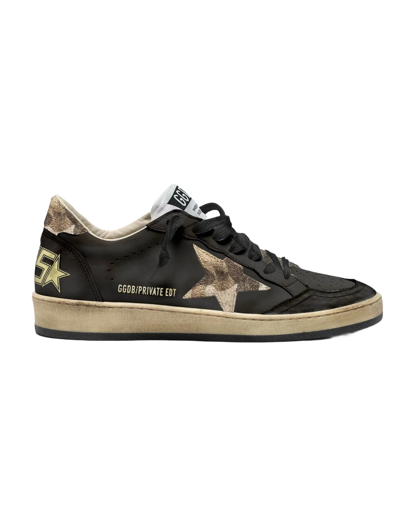 Women | Ball Star Black Leather with Camouflage Star & Heel Tab | Black x Camouflage