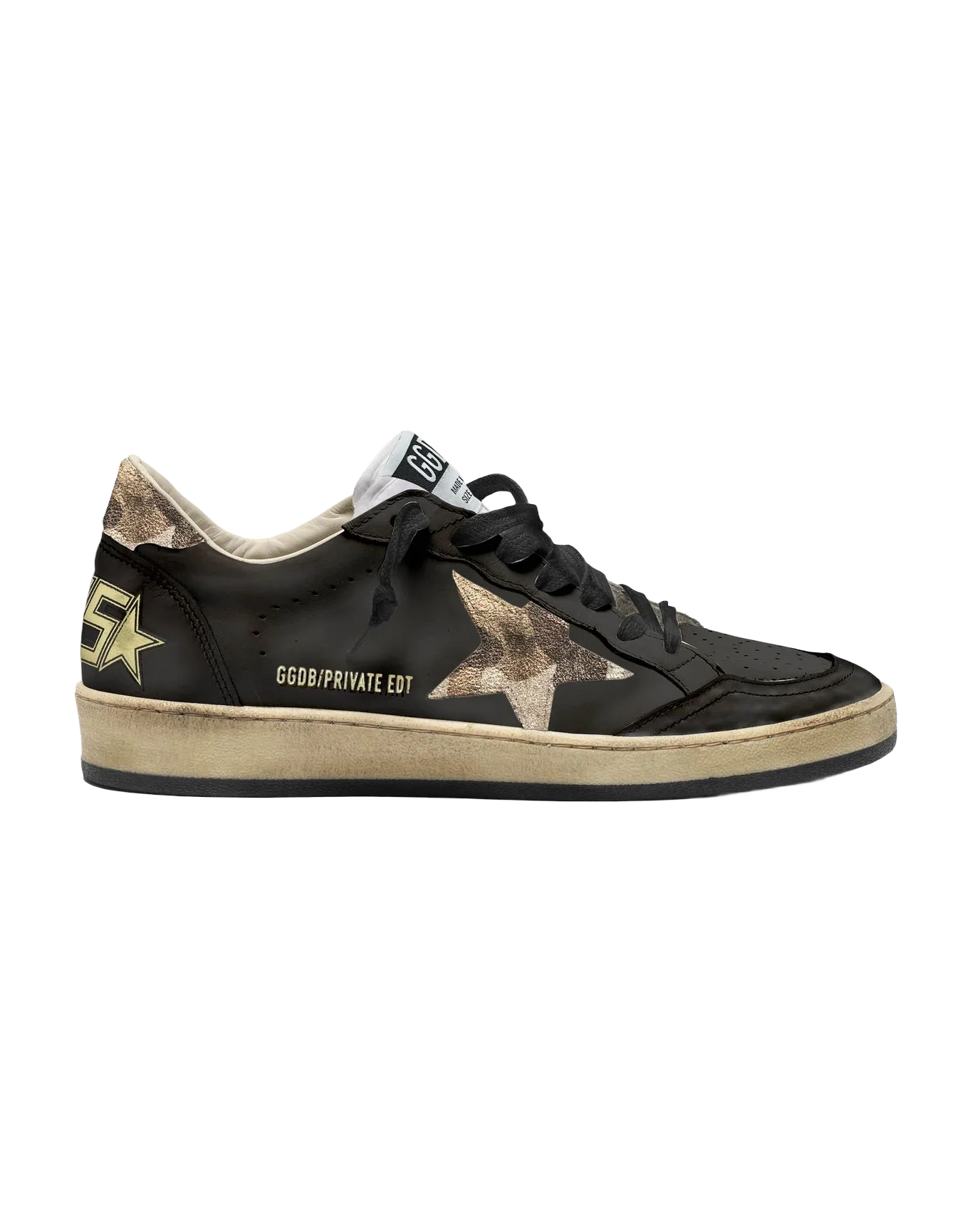 Women | Ball Star Black Leather with Camouflage Star & Heel Tab | Black x Camouflage - Image 2