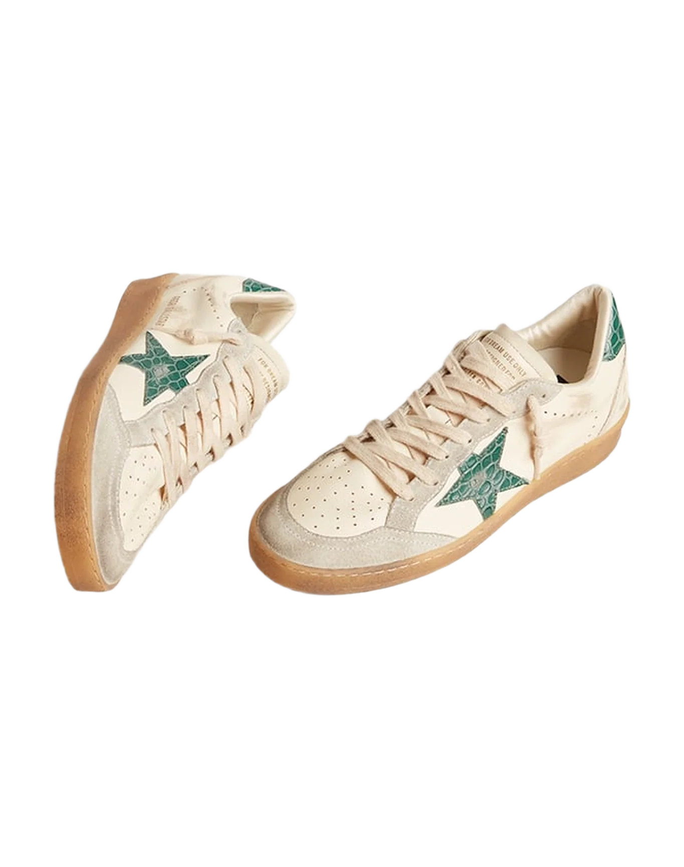 Women | Ball Star Ltd Nappa with Green Crocodile-Print Leather Star | White x Ice x Green - Image 2