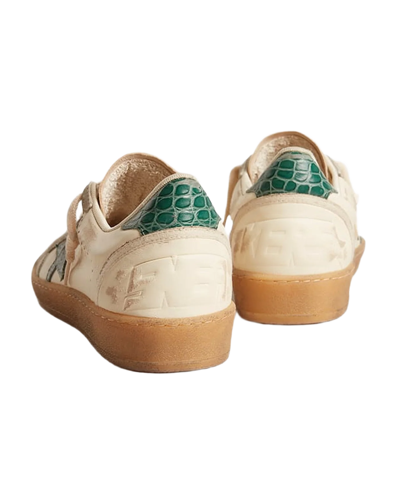 Women | Ball Star Ltd Nappa with Green Crocodile-Print Leather Star | White x Ice x Green - Image 3