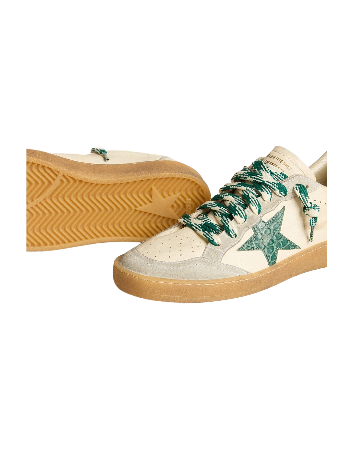 Women | Ball Star Ltd Nappa with Green Crocodile-Print Leather Star | White x Ice x Green - Image 5