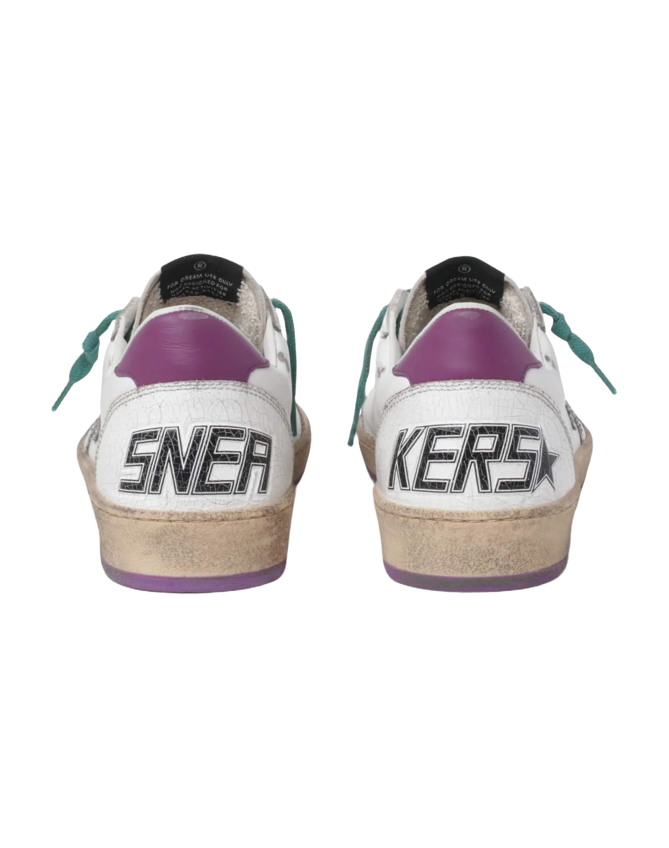 Women | Ball Star Ltd Sneakers Leather with Purple Heel Tab & Silver Star | White x Silver x Wood Violet - Image 7
