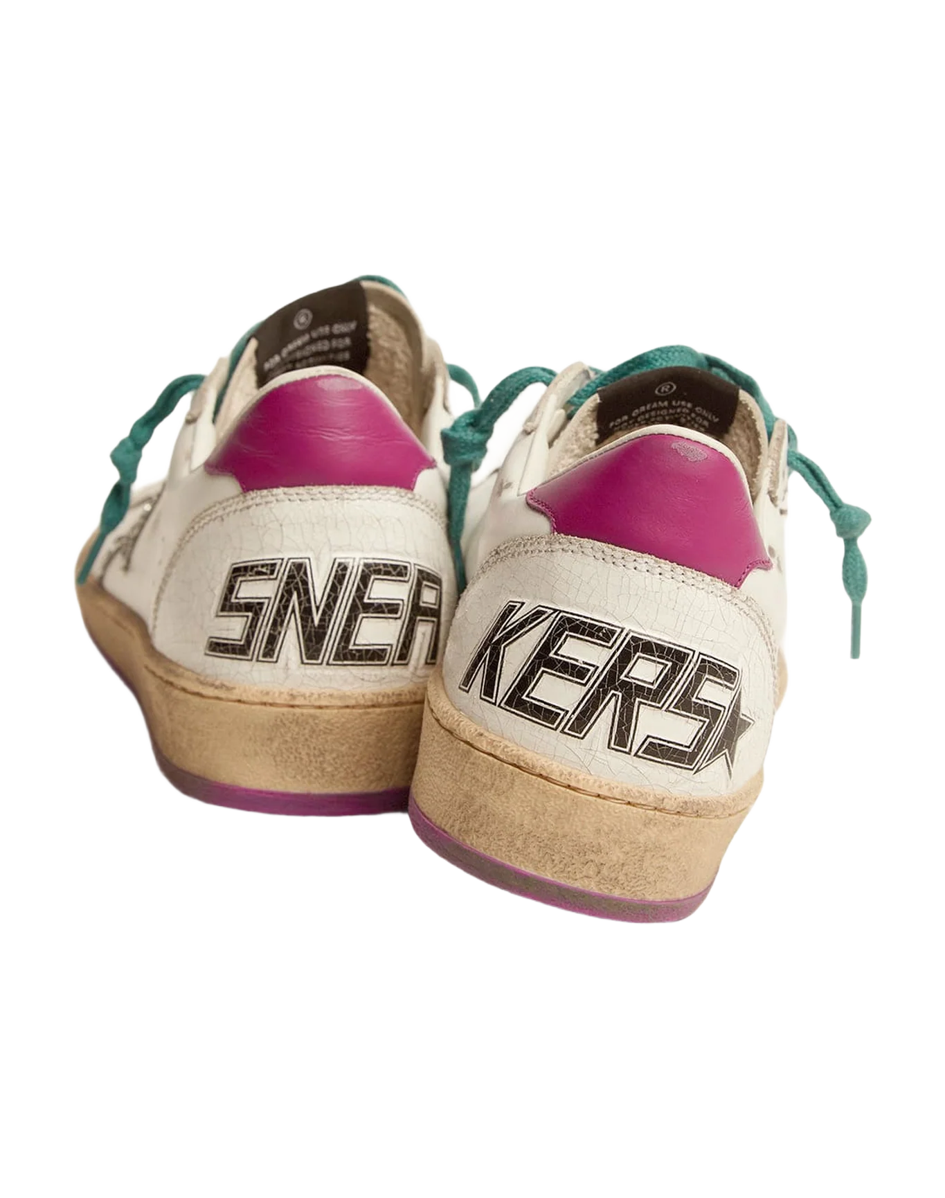 Women | Ball Star Ltd Sneakers Leather with Purple Heel Tab & Silver Star | White x Silver x Wood Violet - Image 8