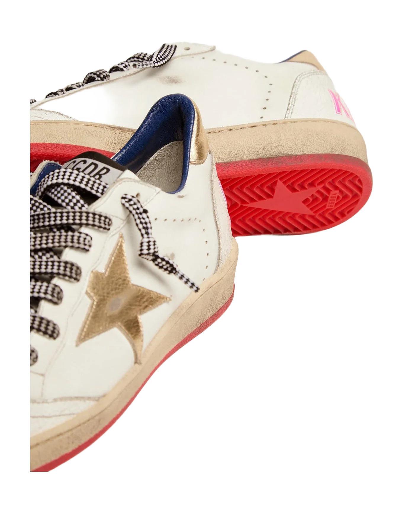 Women | Ball Star Ltd Sneakers White Leather with Gold Inserts | White x Gold - Image 6