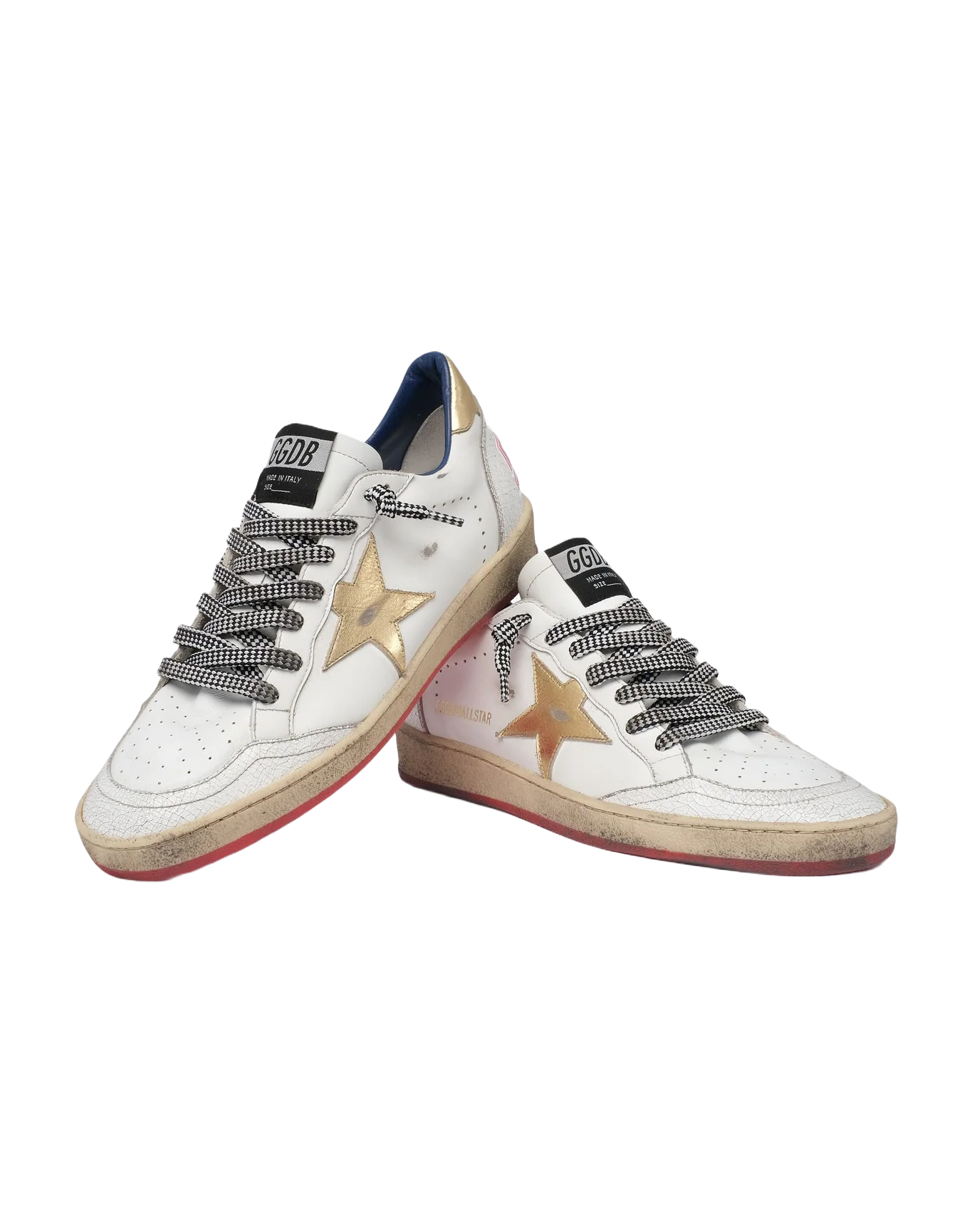 Women | Ball Star Ltd Sneakers White Leather with Gold Inserts | White x Gold - Image 7