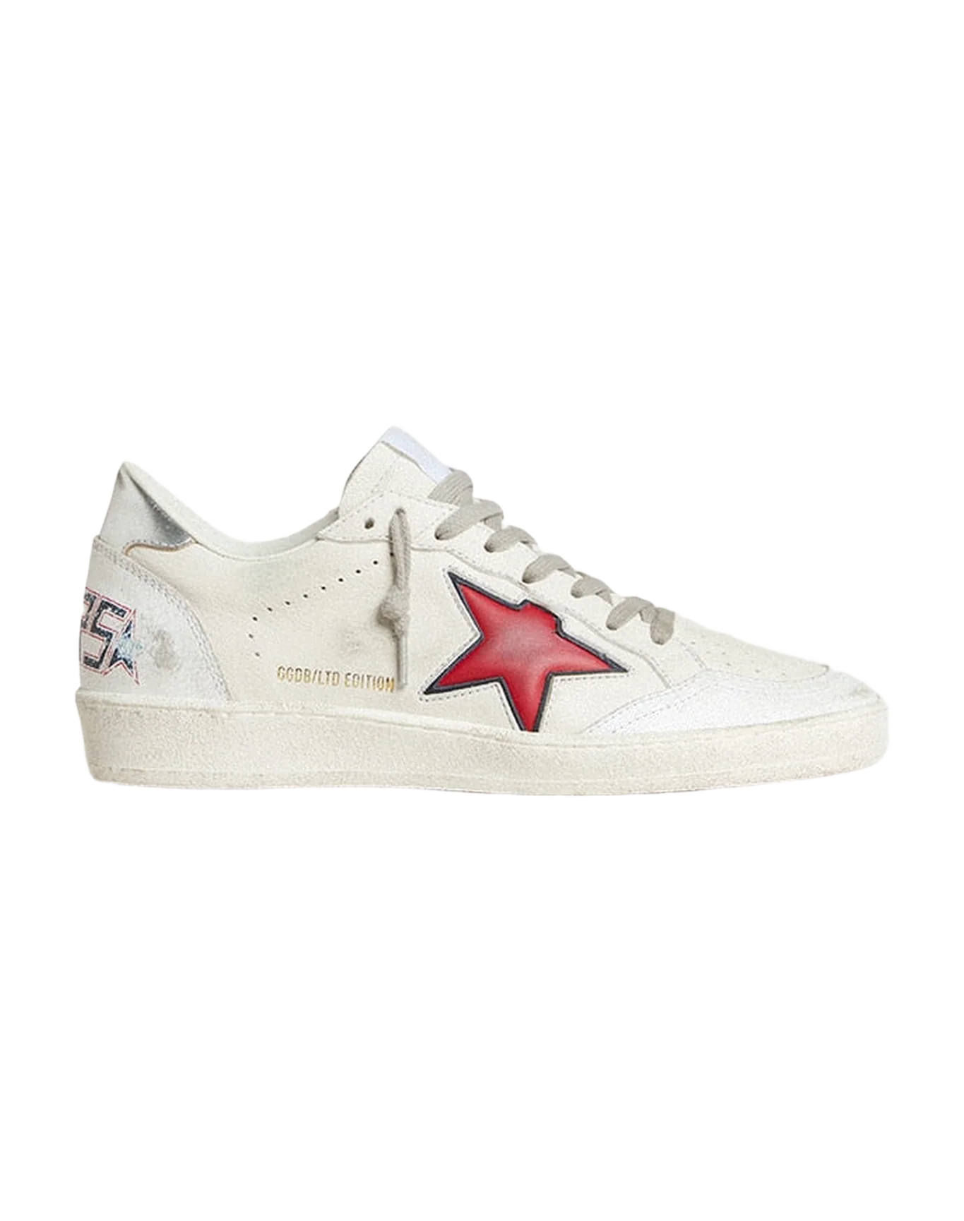 Women | Ball Star Ltd with Red Star & Silver Heel Tab | White x Red x Silver - Image 4