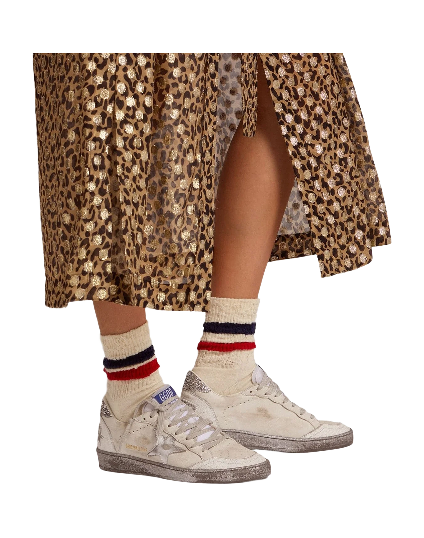 Women | Ball Star Ltd with Silver Glitter Heel Tab & Silver Star | White x Silver