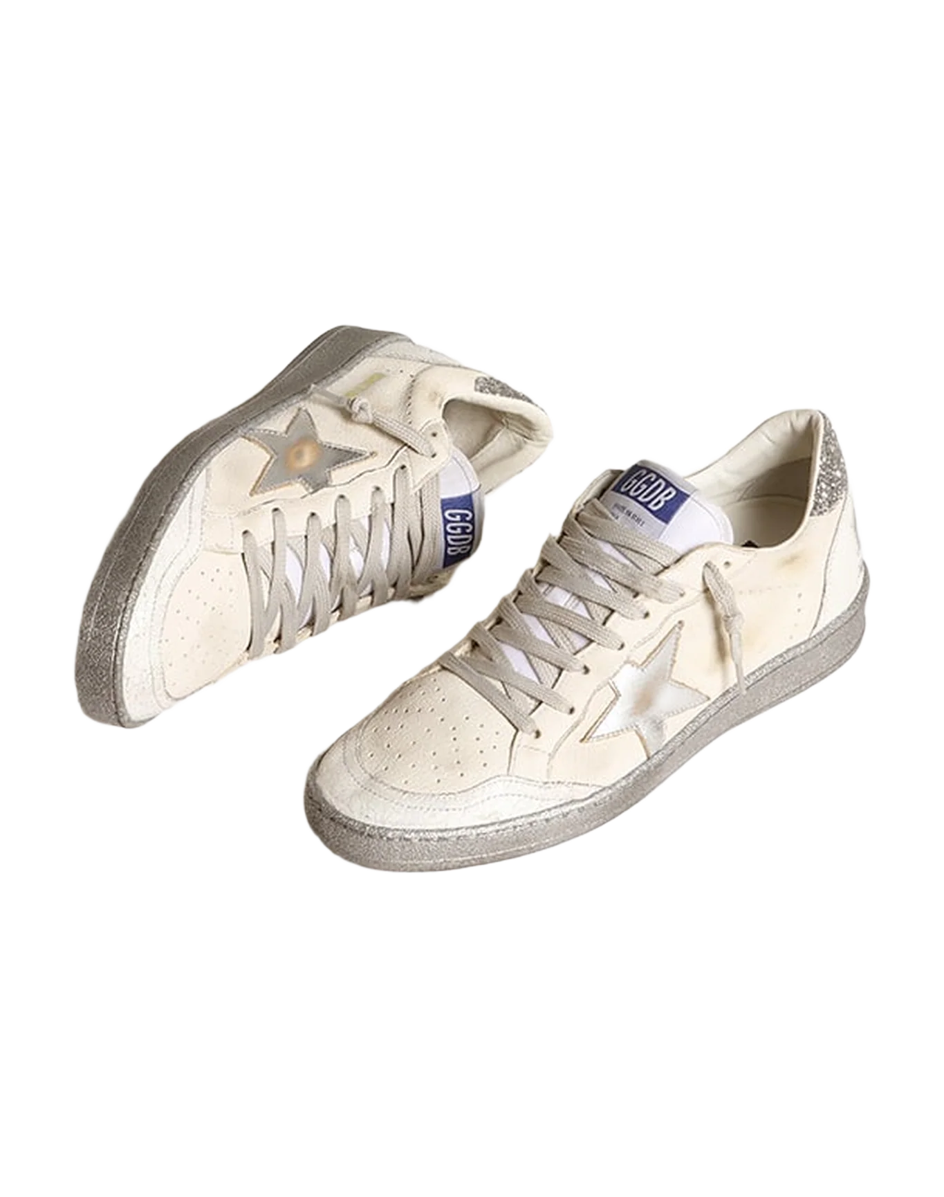 Women | Ball Star Ltd with Silver Glitter Heel Tab & Silver Star | White x Silver - Image 6