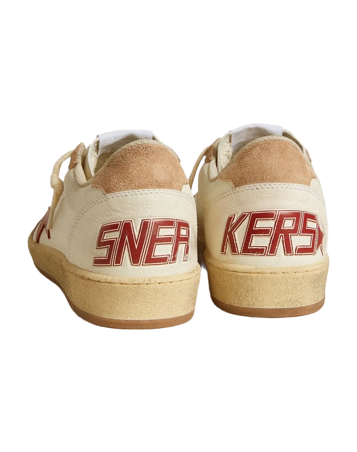Women | Ball Star Nappa Leather with Red Star & Pink Suede Inserts | White x Red x Pink - Image 4