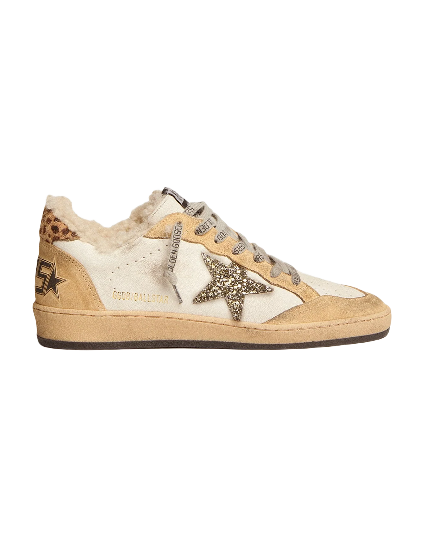 Women | Ball Star Nappa with Glitter Star & Shearling Lining | White x Sand x Platinum x Cream Light Brown Giraffe x Beige - Image 4