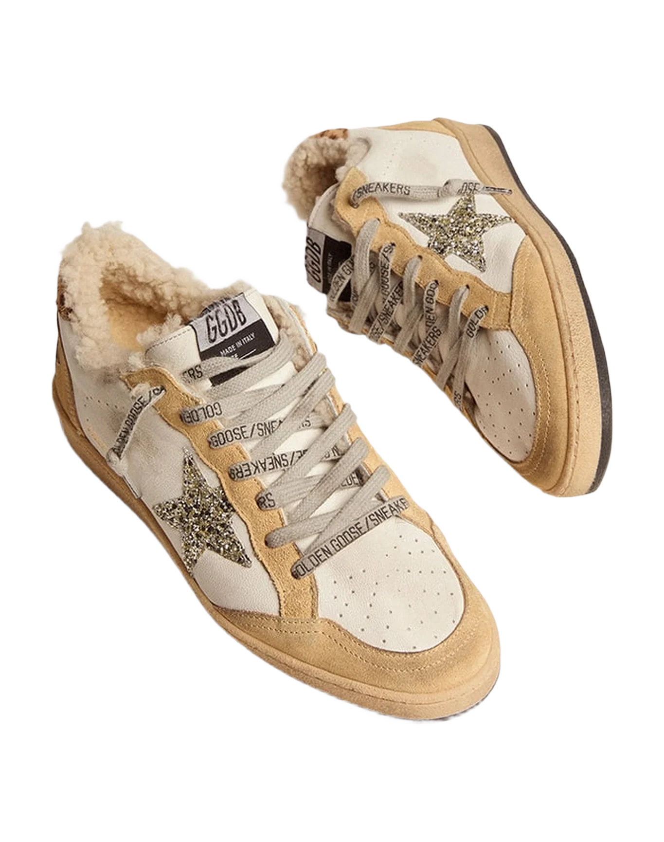 Women | Ball Star Nappa with Glitter Star & Shearling Lining | White x Sand x Platinum x Cream Light Brown Giraffe x Beige - Image 5