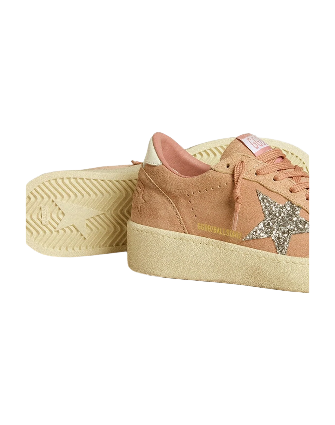Women | Ball Star Pink Suede with Silver Glitter Star | Pink x Silver x White