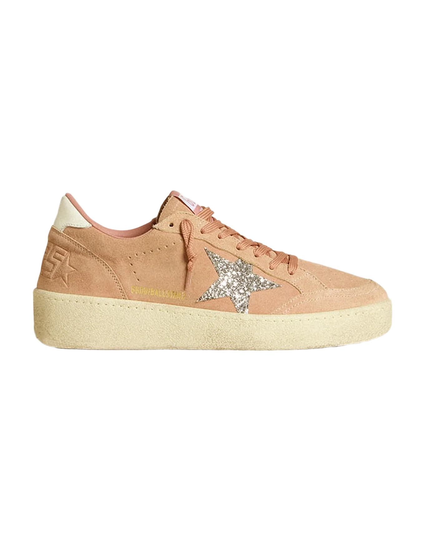 Women | Ball Star Pink Suede with Silver Glitter Star | Pink x Silver x White - Image 2
