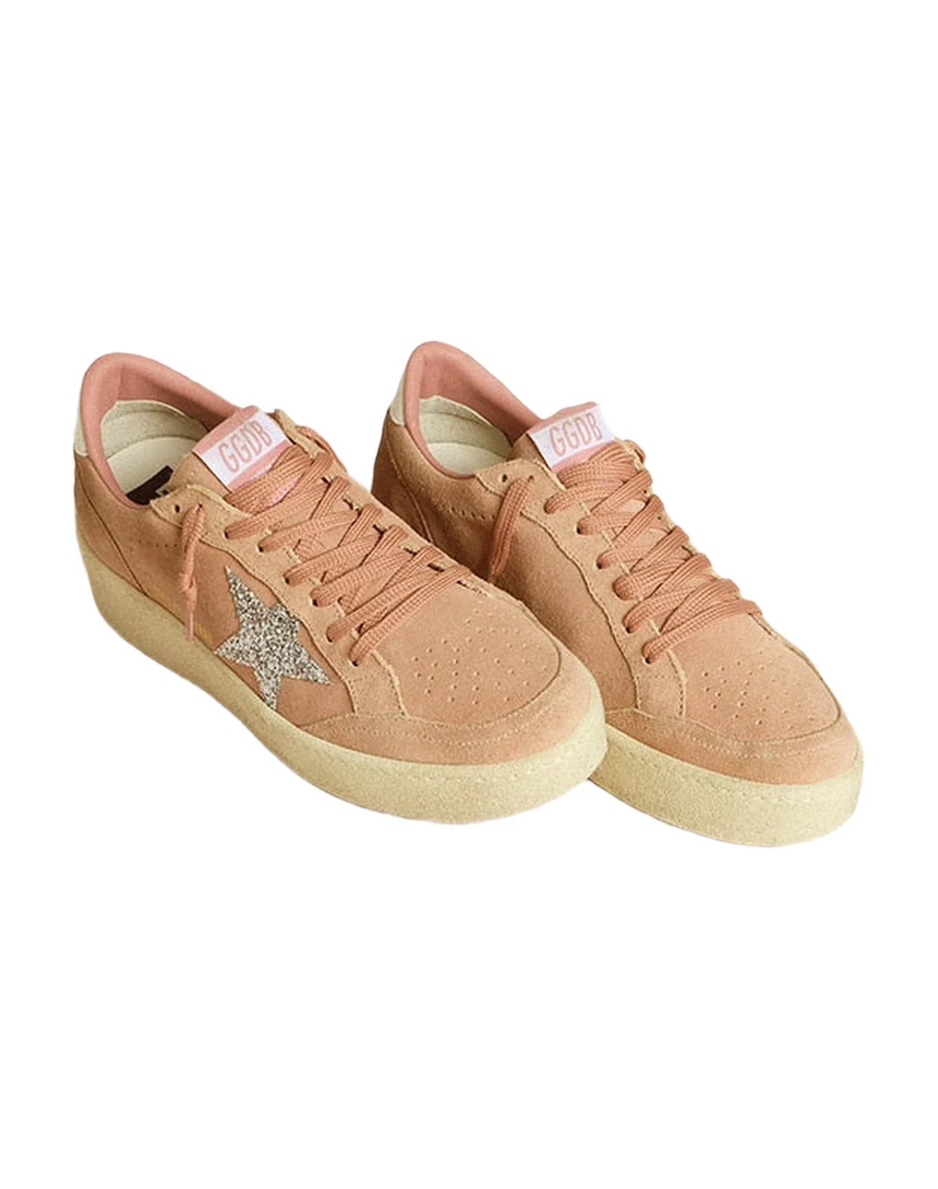 Women | Ball Star Pink Suede with Silver Glitter Star | Pink x Silver x White - Image 3