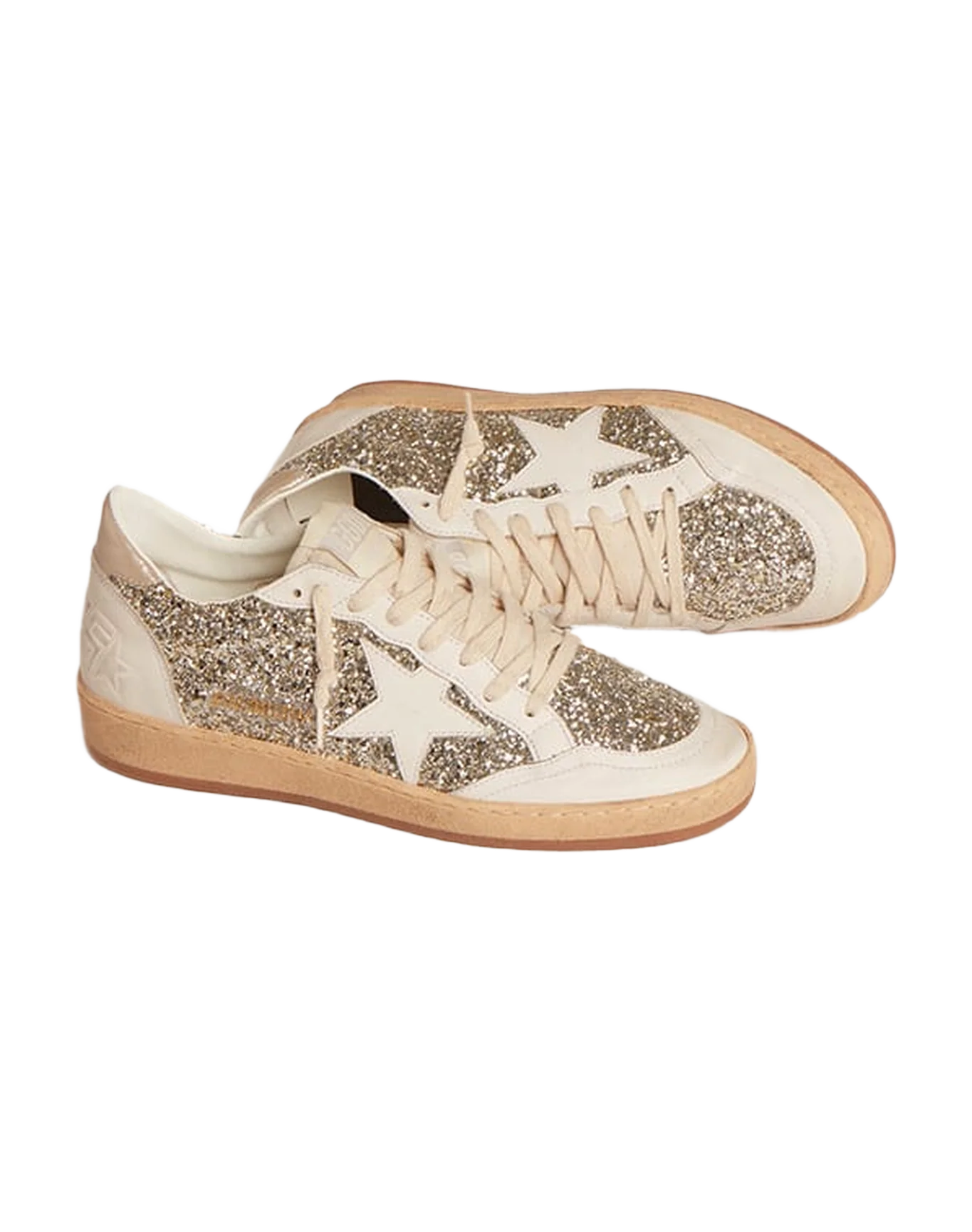Women | Ball Star Platinum Glitter with White Leather Star & Inserts | Platinum x Milky x White - Image 6