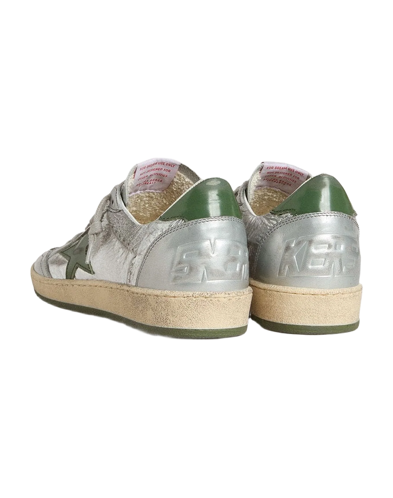 Women | Ball Star Silver Nylon with Green Leather Star & Heel Tab | Silver x Green - Image 10