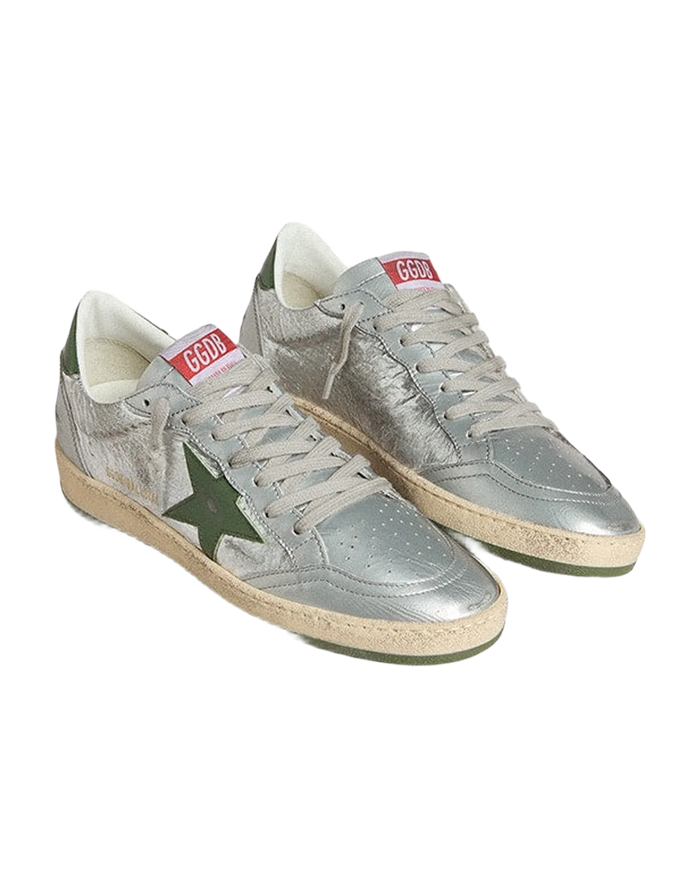Women | Ball Star Silver Nylon with Green Leather Star & Heel Tab | Silver x Green - Image 8