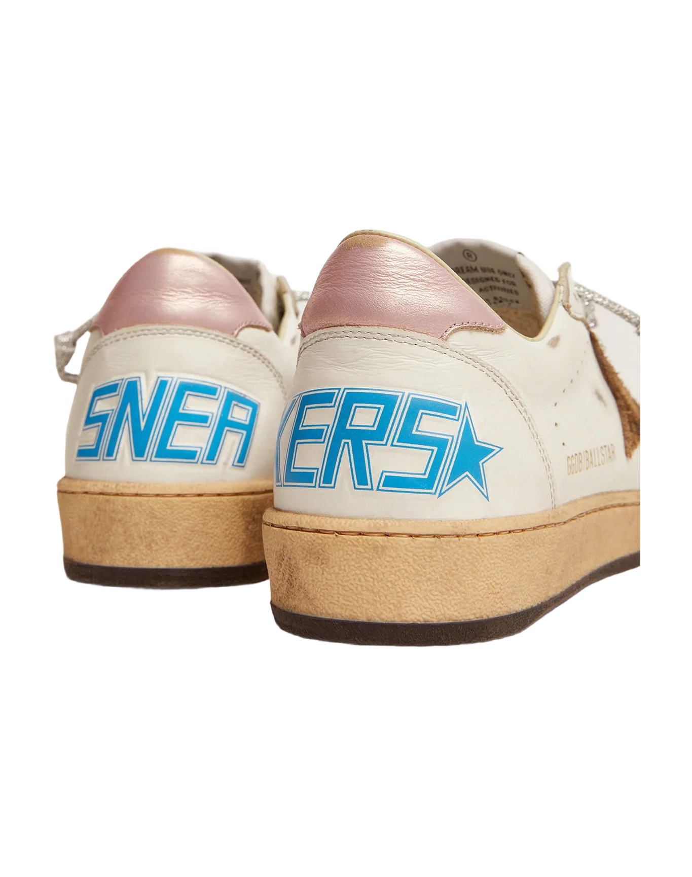 Women | Ball Star Sneakers with Leopard-Print Star & Pink Laminated Leather Heel Tab | White x Beige Brown Black x Salmon - Image 7