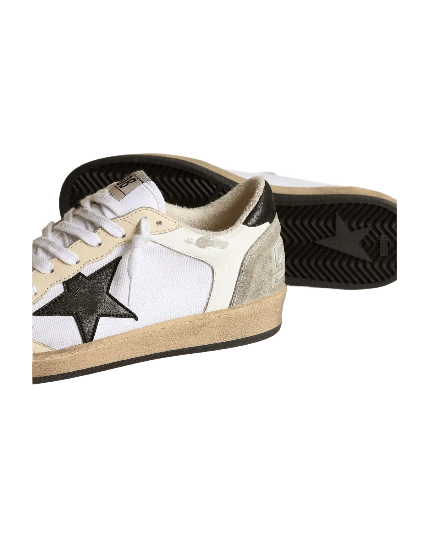 Women | Ball Star White Canvas & Leather with Black Star | White x Ivory x Black x Ice - Image 6