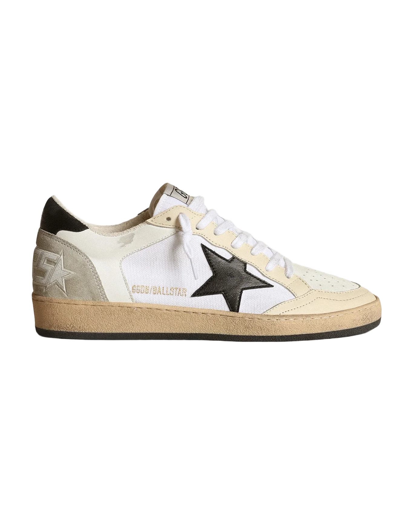 Women | Ball Star White Canvas & Leather with Black Star | White x Ivory x Black x Ice - Image 7