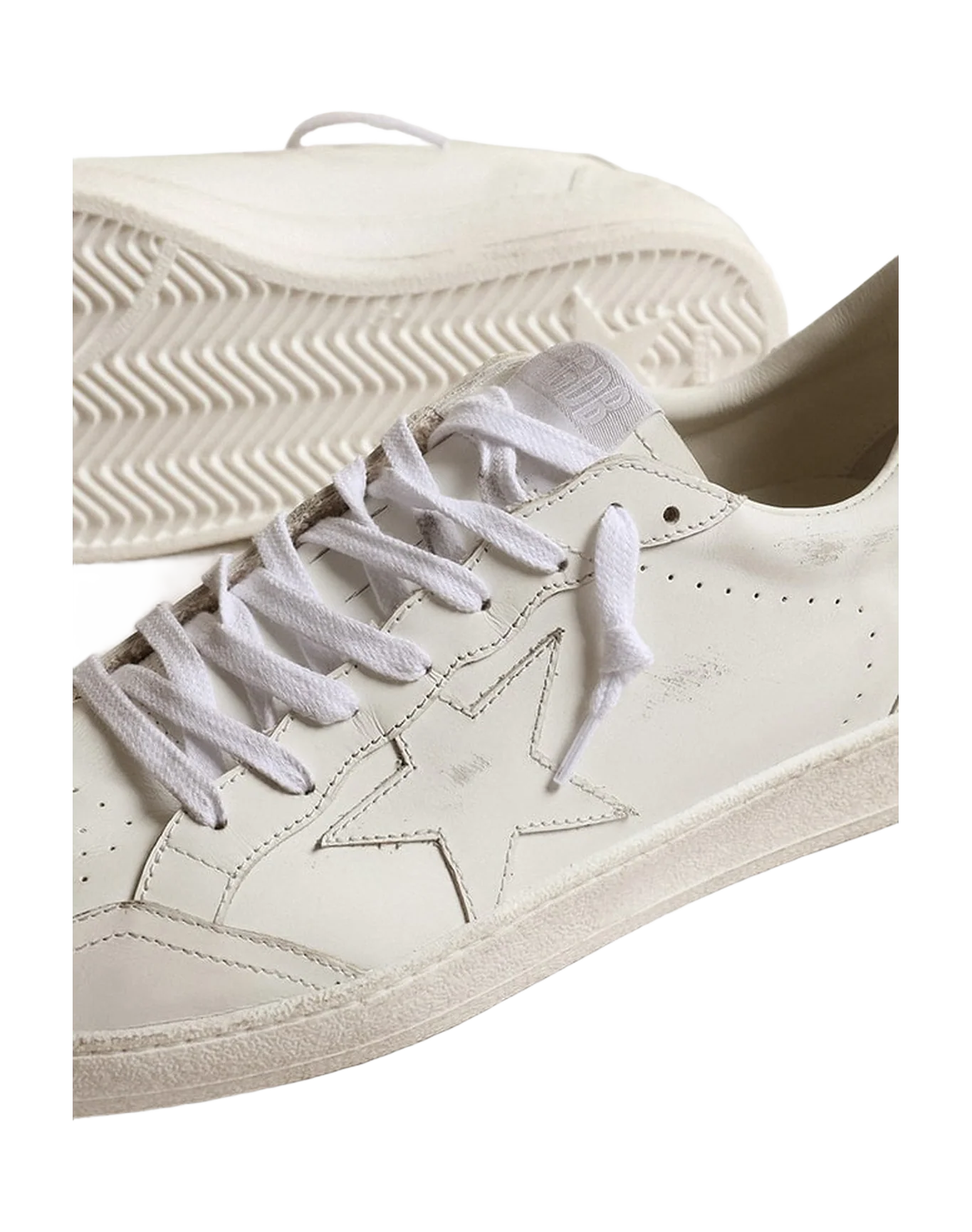 Women | Ball Star White Leather with White Leather Star & Heel Tab | Optic White - Image 5
