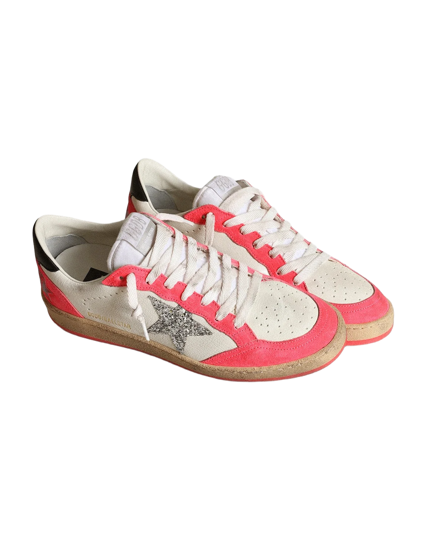 Women | Ball Star White Nappa with Glitter Star | White x Lobster Fluo x Black - Image 3