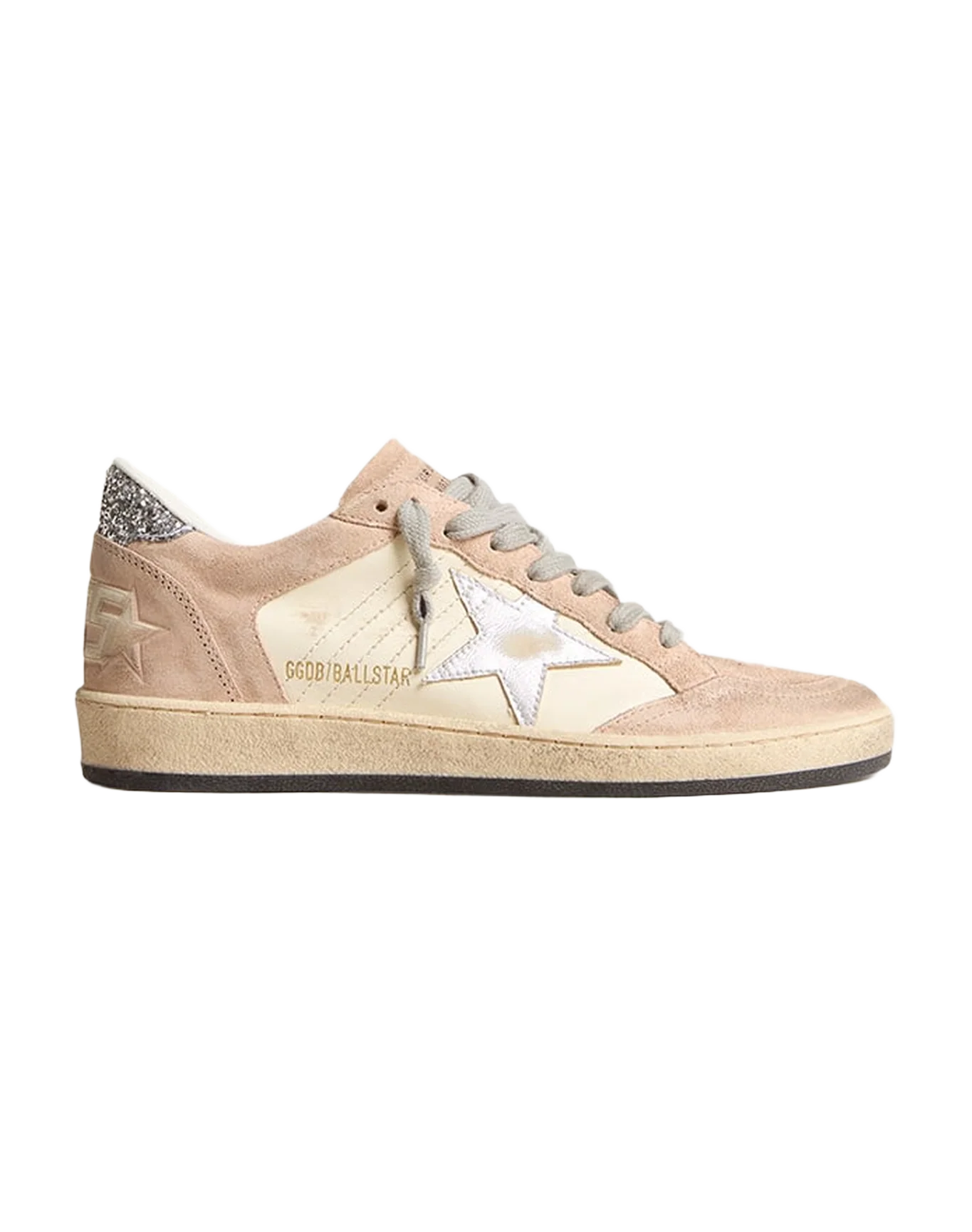 Women | Ball-Star with Laminated Star & Glitter Heel Tab | Nougat x White x Silver - Image 2