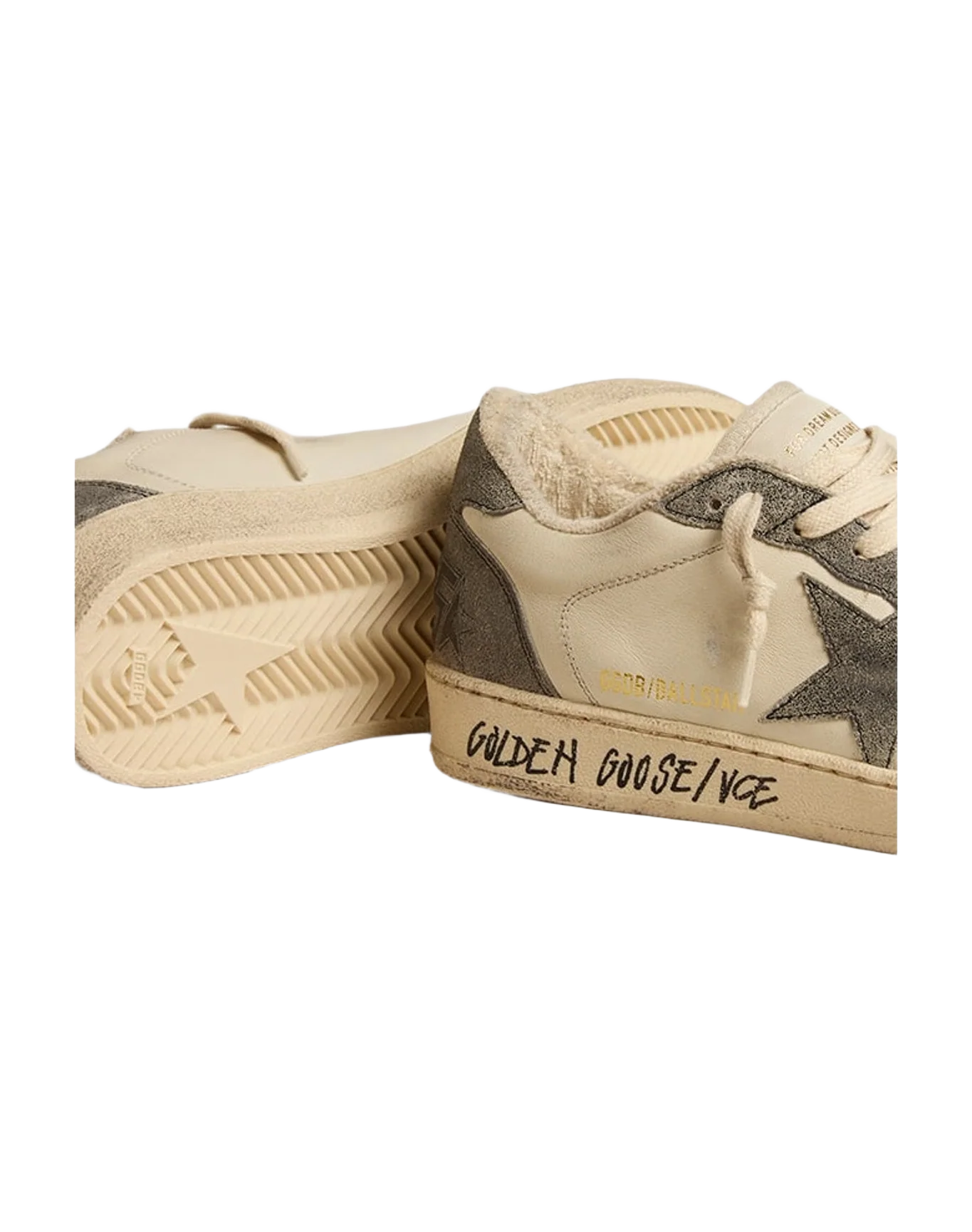 Women | Ballstar Sneakers with Grey Star | Optic White x Black