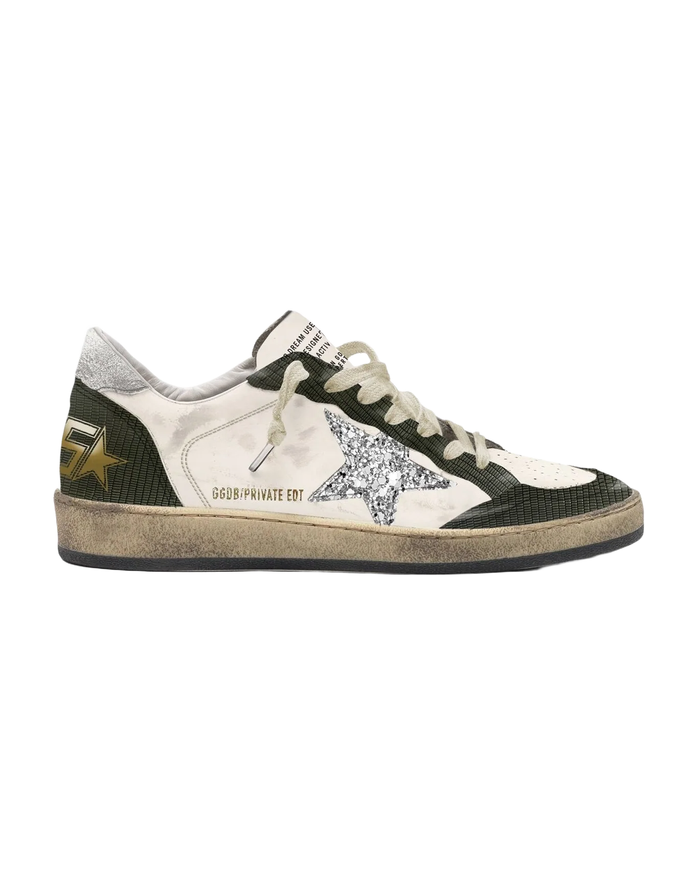 Women | Ballstar with Silver Glitter Star | White x Silver x Green